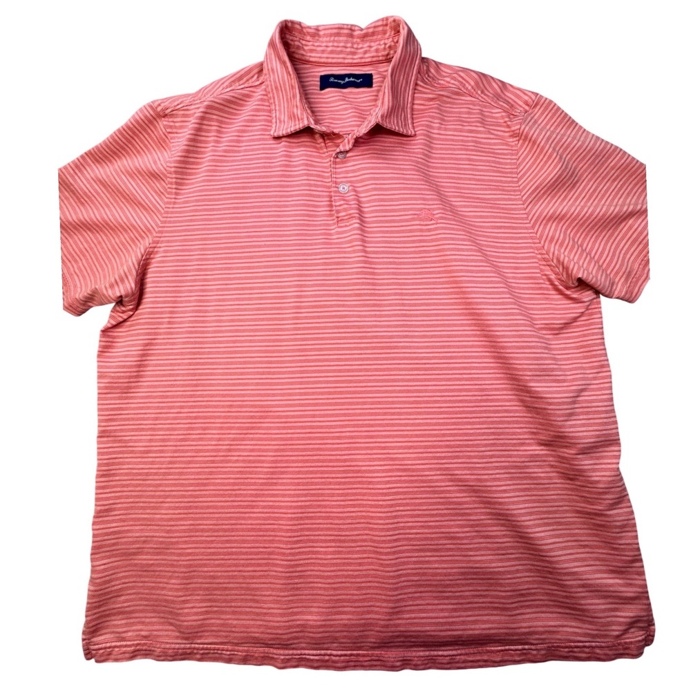 Tommy Bahama Mens XXL Coral Striped Pima Cotton Blend Short Sleeve Polo Shirt - Picture 4 of 9